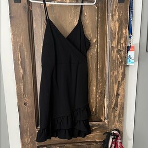 Lulu's Black Asymmetrical Ruffle Dress